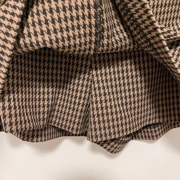 Zara Brown Houndstooth High Waist Tailored Skort Preppy Chic Academia Medium - Picture 4 of 10